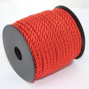Red Rayon Rope, 4 Mm (0,15 Inch), Red Cord, Twisted Braid Cords ...