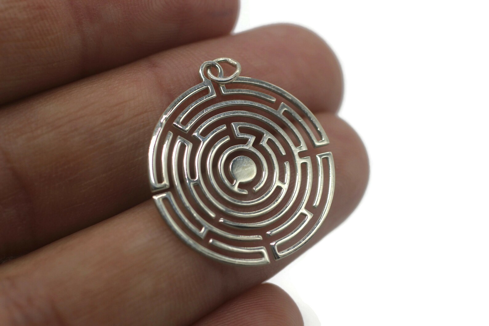 Labyrinth Charm Labyrinth 925 Sterling Silver Charm | Dainty Necklace | Meditative ...