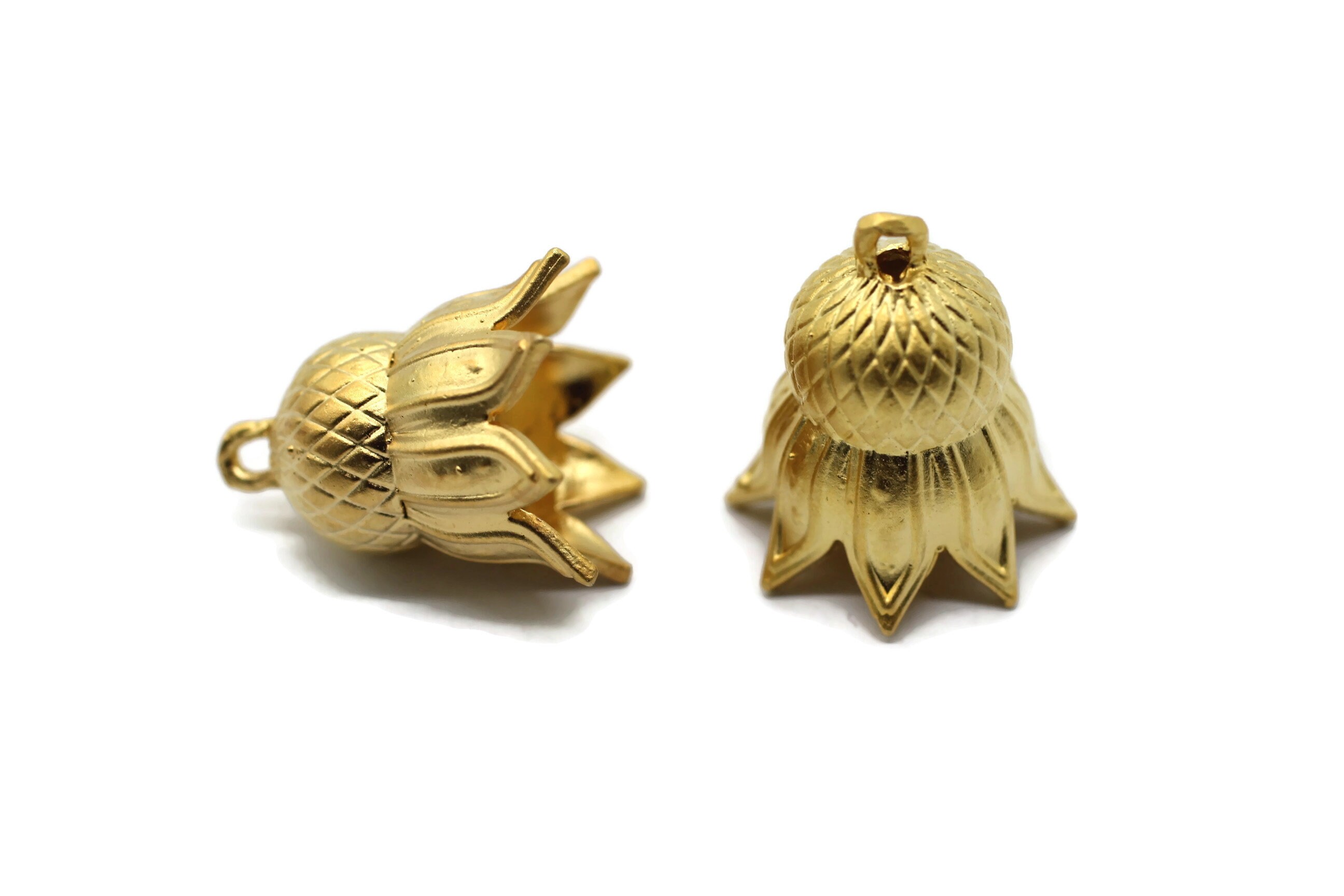 マットゴールドメッキチューリップビーズキャップ、ゴールドチューリップチャーム、フローラルビーズキャップ、チューリップペンダント、フラワービーズキャップ、キャップ金具、タッセルコンポーネント、TLCP  - Etsy 日本