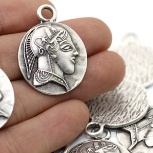 Matt Silver Plated Athena Coins, 29x37 mm Silver Necklace, Coin of Athens, Athenian Coin Pendant, Medallion Pendant , Silver Coins, ITCC
