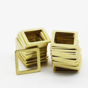 Raw Brass Square connectors, 13mm Square Tags, Geometric Charm, Square Connector, DIY Finding, necklace charms, jewelry pendant, SGCR