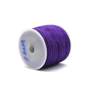 1 MM Chinese Knot Purple Nylon Cord, 76 Yards Spool Macrame Bracelet Cording, Shamballa Beading Kumihimo String, Braided Shade Lift Cord TN