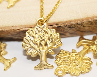 Matt Gold Plated Tree of life charms, 21 x 17mm Tree Pendants, Tree Charms, Gold Tree of Life, Family Tree, Tree of Life Necklace, TRMP