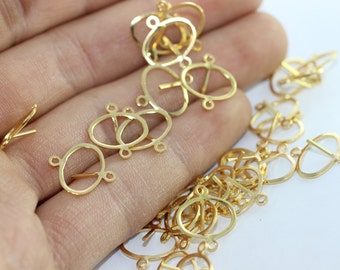 Gold Plated Bracelet Connectors, 14x15mm Circle Brass Findings, Necklace Connectors, necklace charms, bracelet charms, jewellery making