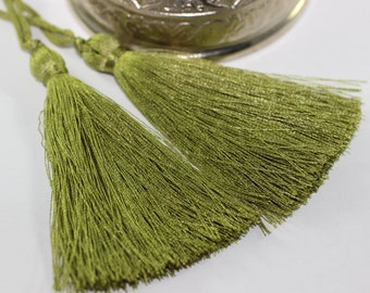 Asparagus Green Thread Tassels, 80mm Thick Tassels, tassel for jewelry, jewelry making, necklace tassels, earring tassels, silk tassel PS035