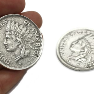 Antique Silver Plated 1851 Years 1 Dollar Coin Necklace | Replica Indian American Coin | USA 1851 Dollar | Medallion Pendant | Silver Coin