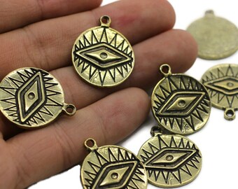 Antique Bronze Eye of Ra Charms, 22x27mm, Egyptian pendant, Egyptian charms, Eye of Ra pendant, Eye Charms, Necklace charms, EYPC