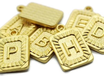 24 K Matt gold plated Letter Charms, Alphabet Letter Charms, Square Letter charms, Personalized letter, Alphabet charms, Intial charms ALSC