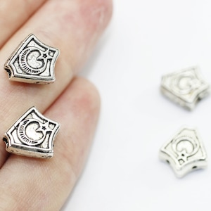 Shield Beads with Crescent, 12x13 mm, Bead with Three Hole, Tasbeeh Connectors, Shield Bead Sliders, bead spacer, prayer beads, SPPB