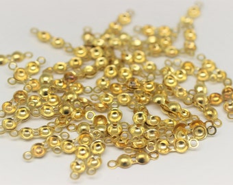 25/50/100-delige goudkleurige eindsluiting met lus, binnenste 4,5 mm, uiteinde knoop, eindkap koord, krimphoes, Charlotte-krimpuiteinde, eindsluiting, EDMC