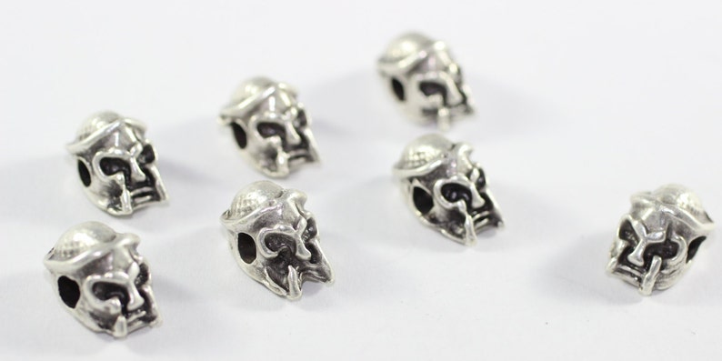 10x17 mm Helmet Beads with Two Holes AKS 022 Matte Silver Gladiator Beads Bracelet beads Spartan Helmet Bracelet Charms