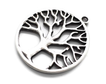 Matt Silver Large Tree of Life Charms, 32x36mm Tree of Life Bracelet Charms, Jewelry Connectors, Necklace charms, Tree of Life pendant, TROC