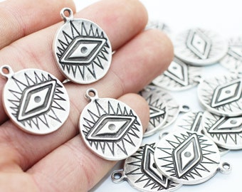 Matt Silver Eye of Ra Charms, 22x27mm, Egyptian pendant, Egyptian charms, Eye of Ra pendant, Eye Charms, Necklace charms, EYPC