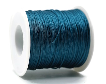 0.039 inch Chinese Knot Teal Blue Nylon Thread Lift Cord, 100 Yards Spool Macrame Bracelet Cording, Shamballa Beading Kumihimo String, BRS