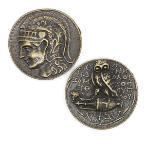 Roman Women with Helmet Antique Bronze coins, 26.5mm Roman Empire artifact, Ancient Greek Rome art coins, owl coin, Replica coins, HST