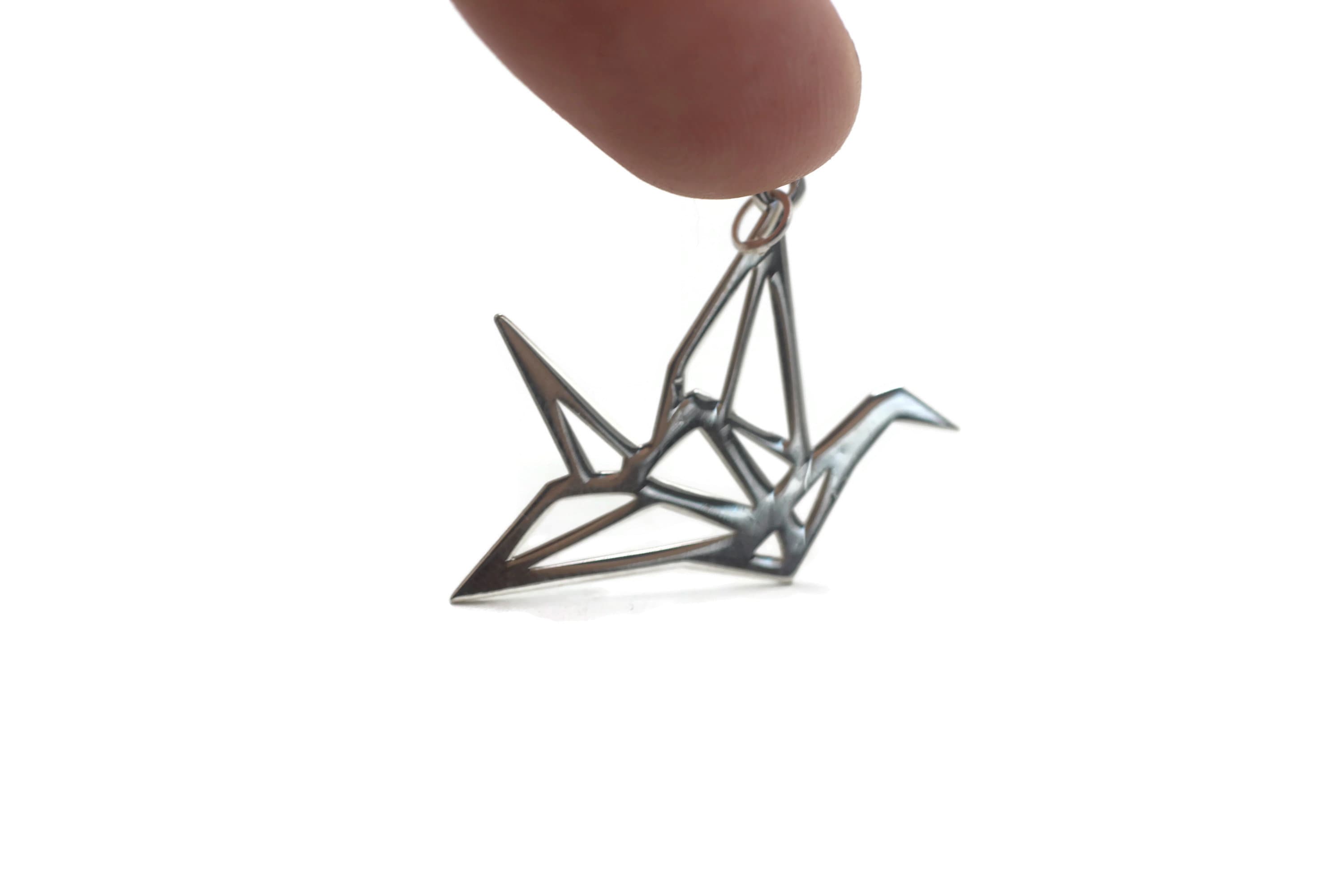 FashionJunkie4Life Collana Con Ciondolo Gru Origami – Argento Sterling 925 – Catena 45,7 Cm