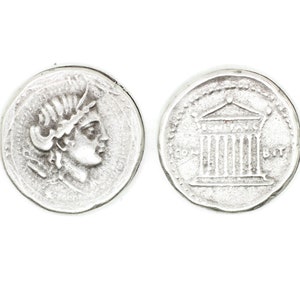 Roman Women with Helmet Antique silver coins, 25.6mm Roman Empire artifact, Ancient Greek Rome art coins, Historical coin, Replica coin, HST