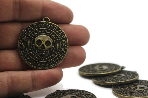 Antique Bronze Pirate Coins 36x40 Mm, Pirates of the