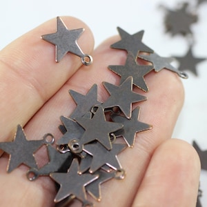 Antique Copper Tiny Star Charms, 14 mm Connectors with loop, Star Tags, Stamping Blanks, Stamping Tags, necklace charms