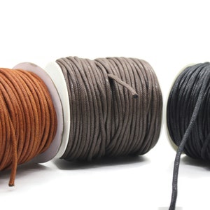 Waxed Cotton Cords, 3 mm cord, Jewelry Cords, Bracelet cords, making bracelet, necklace cords, Thonging for Necklace, string thread,