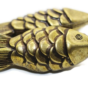 Antique Bronze Fish Pendant, 16x44 mm Large Fish Charms, Fishing charms, Sea charms, Bronze charms, goldfish charms, ocean charms,