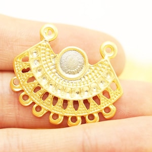 24 K Gold Plated Tribal Pendant connector 27x33 mm, Gold plated Tribal charm, earring charms, Aztec Pendants - tribal earring