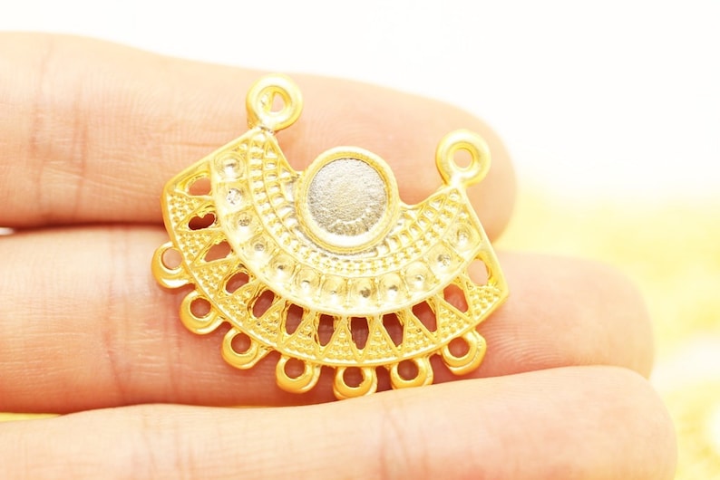 24 K Gold Plated Tribal Pendant 27x33 mm tribal aerring Aztec Pendants Gold plated Tribal charm Tribal pendant wih base