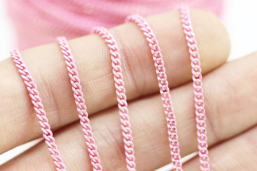 1.5 mm Pink chain link brass chains loose chain gold chain Etsy
