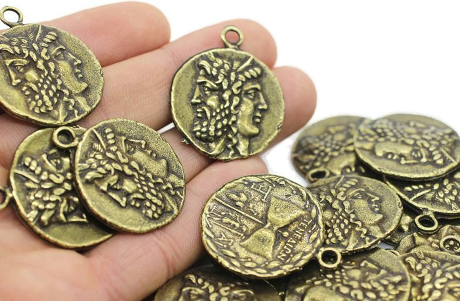 Antique Bronze Coins 28x34mm Bronze Pendant double side Etsy