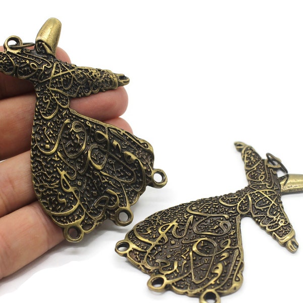 Antique Bronze Sama (Sufism) Charm | Islamic Necklace | Delicate Necklace | Dainty Necklace | Whirling Dervish Pendant | Sufi Sama-zan