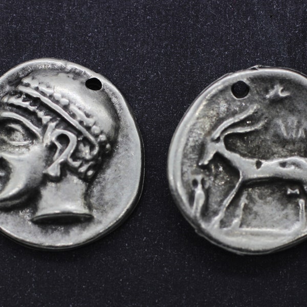 Hittite Empire Replica Coin Pendant, Matt silver coins, 25 mm Silver Pendant, double side charms, Hittite Pendants, Ancient coins, HTCP