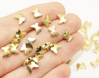 Brass Tiny Puff Butterfly Charms, 6x8 mm, Small Little Twinkle Butterfly Charms, Butterfly Charms, Butterfly Beads  GNC 018