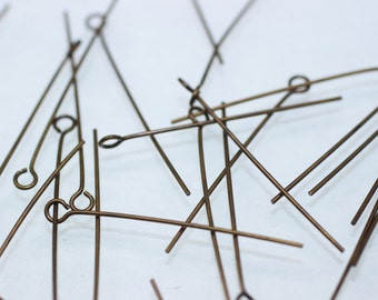 Antique Bronze Eye Pin - 0.65 mm x 15/20/25/30/35/40/50/60 mm Eye Pins - 100/200/300 Pcs Eye Pin - GNC 109