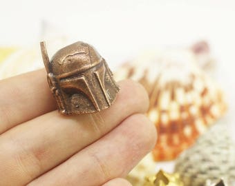 Boba Fett Helmet Paracord Knife Lanyard Bead, 21x25 mm Antique Copper Lanyard Bead, Knife Paracord Lanyard, Starwars bounty hunter