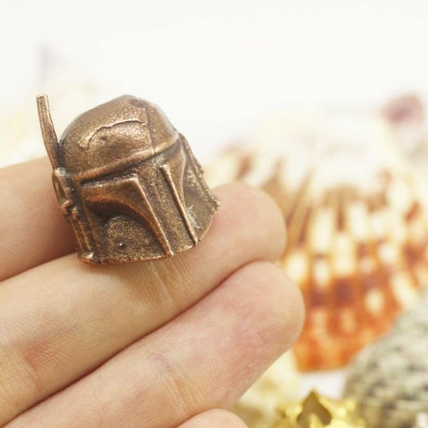 Boba Fett Helmet Paracord Knife Lanyard Bead, 21x25 mm Antique Copper Lanyard Bead, Knife Paracord Lanyard, Starwars bounty hunter
