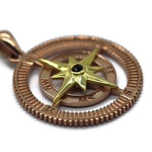 Rose Gold plated 925 Sterling silver North star pendant, 30mm North star charms,  medallion charms, Compass pendant, gift for her