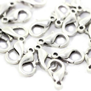 Matte Silver Lobster Clasps, 9 x 15mm clasps, Parrot Clasps, Bracelet clasps, Necklace clasps, jewelry making, claw clasps, silver clasp