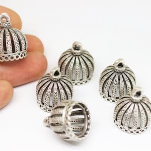 Matt Silver filigree tassel cap, 14 mm Inner, silver end caps, silver bead cones, large tassel cap, silver bead caps, findings, BCPK