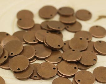 1.2x10mm Antique Copper Disc, blank discs, round discs, stamped disc, round tag, thick stamping, Flat Charm, Stamping Blanks, ACDT