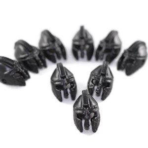 Matt Black Gladiator Beads, 14x18 mm Helmet Beads with Two Holes, Spartan Helmet Bracelet Charms, Bracelet beads