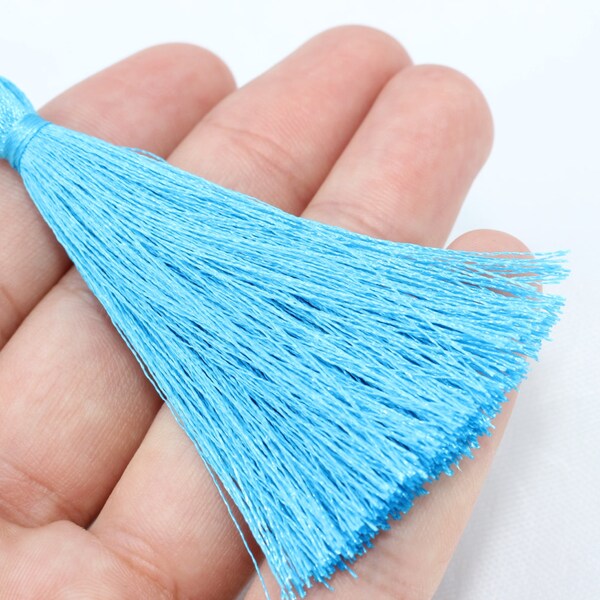 Premium quality 70 mm Baby Blue Silky Thread Tassels - High Quality Tassels, Earring tassels, necklace tassels, PS046