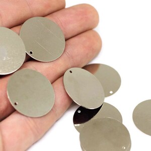 25 mm Silver Tone Huge Round Charms, 25 mm One Hole Connectors, Round Stamping Discs, Stamping Blanks, Stamping Tags, Disc charms, SLVS