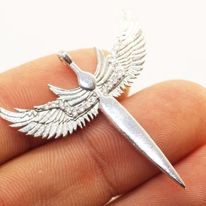 SALE Sword pendant with zircon, zircon pendant, micro pave sword, cz jewelry, cz charms, cz pendant, zirconia charm, micro pave charm, ZRCS
