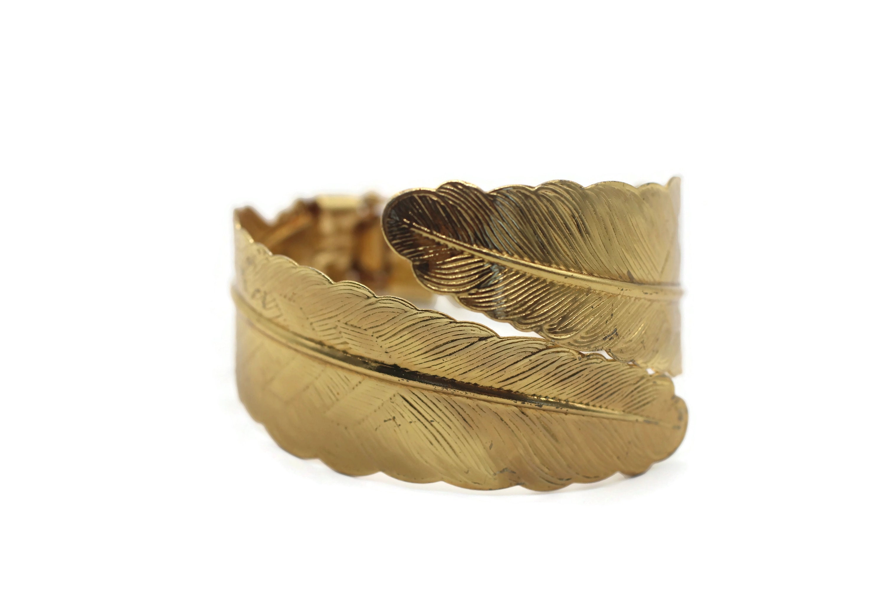brass bracelet brass cuff Brass feather cuff
