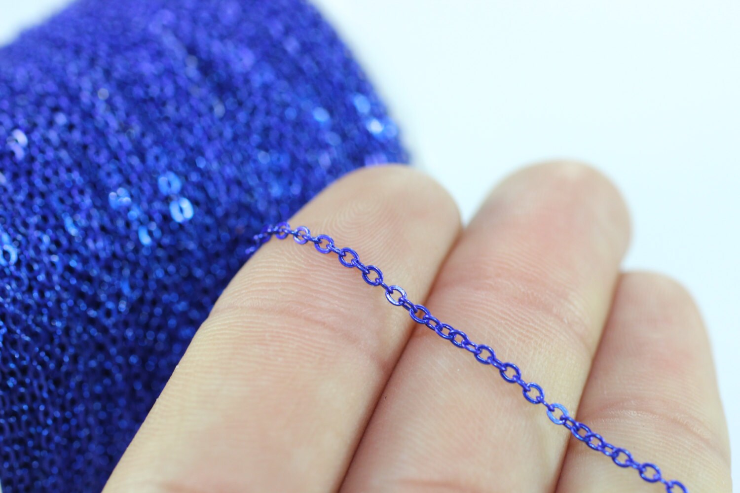 Neon Blue Rolo Chains Tiny Metal Chains Soldered Chains Etsy