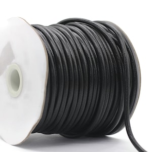 Black Cords, Waxed Cotton Cords, 4 mm cord, Jewelry Cords, Bracelet cords, making bracelet, necklace cords, string thread,