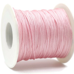 0.031 inch Chinese Knot Pink Nylon Thread Lift Cord, 100 Yards Spool Macrame Bracelet Cording, Shamballa Beading Kumihimo String, BRS