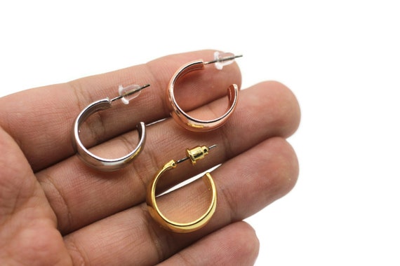 Minimalist Earrings 24k Gold Hoops 19mm 24K Shiny Gold Tiny Hoop