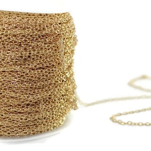 Gold Tone Chains (2x3mm) Rolo Chains, Metal Chains, Soldered Chain, Necklace chains, chain findings, flat chains, earring chains