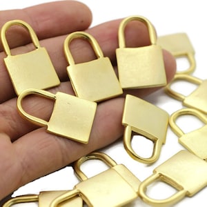 Breloques cadenas plaquées or mat 24 carats, mini breloques pendentif 19 x 30 mm, pendentif cadenas, breloques bracelet, breloques collier, breloques boucles d&#39;oreilles, PDCH